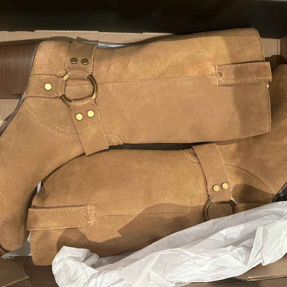 Frye Tan Suede Heeled Boots
